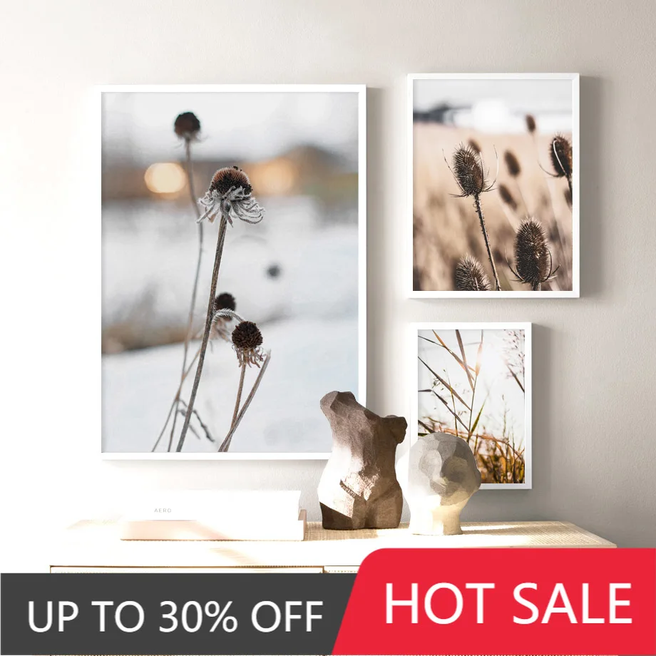 Постер в скандинавском стиле Язычковая ферма зимний цветок растение лист