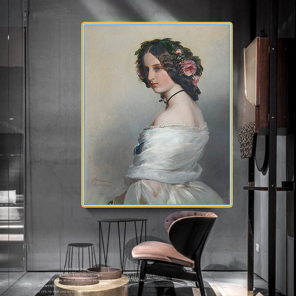 

Canvas Oil Painting Winterhalter"Lady Constance Leveson-Gowe"Western Art Decor Poster Wall Aesthetic Backdrop Home Decoration