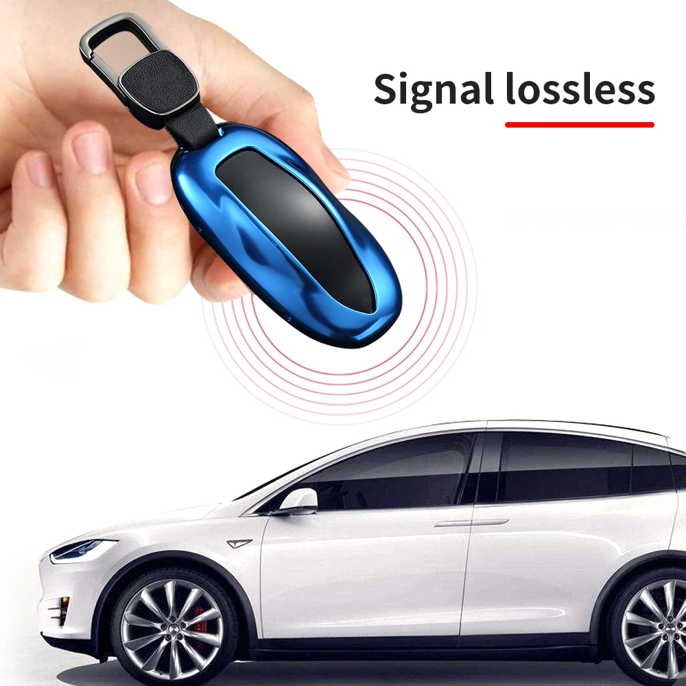 

Key cover for Tesla Model 3 series car card key case shell fob remote key glossy aluminum alloy wear-resistant with buckle