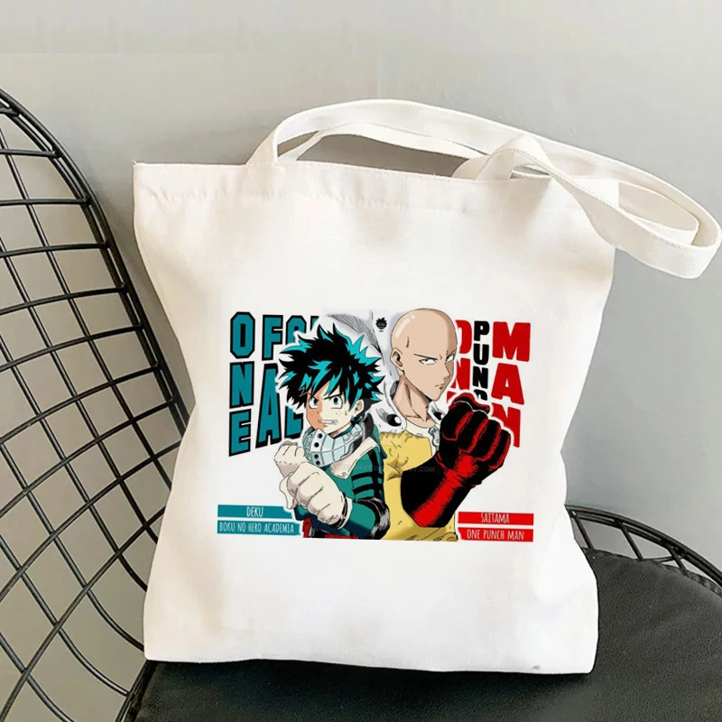 

One Punch Man shopping bag Shoulder Bags reusable eco bolsas de tela cotton recycle bag grocery bag tote shoping sacola jute sac