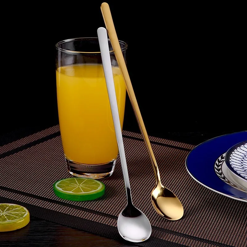 Кофейная ложка из нержавеющей стали длинная десерт мороженое ложки розовое