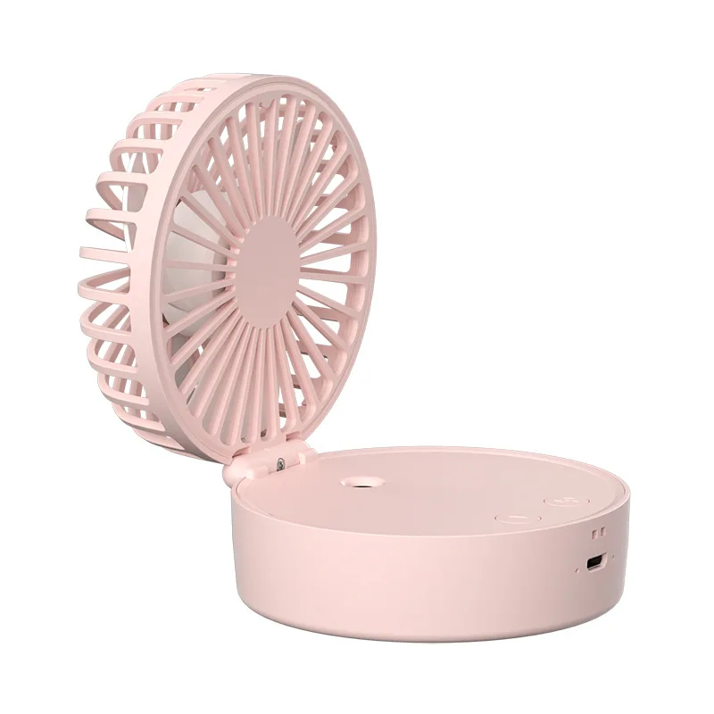 

Handheld USB Charging Folding Spray Fan Dormitory Desktop Desktop Electric Fan Mini Halter Little Fan neck cooling personal fan