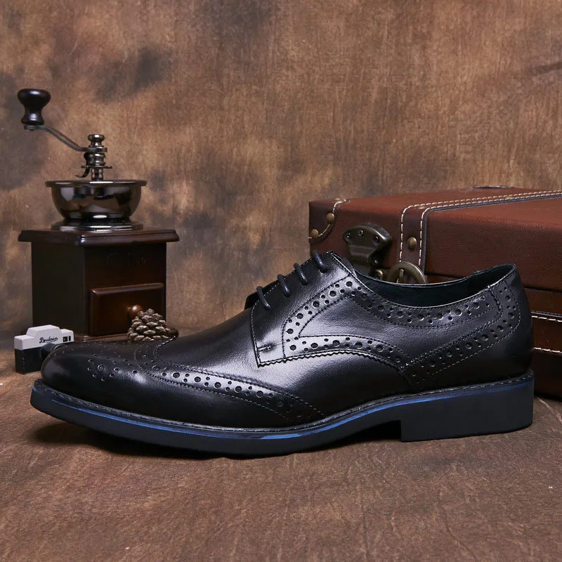 

Fashion Brogue Oxford Handcrafted Men's Genuine Leather Formal Shoes Business Office Dress Shoes For Men B14