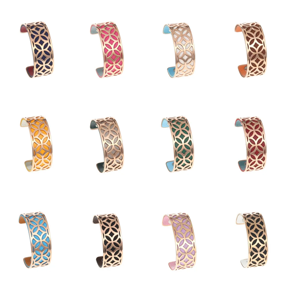 Yoiumit из розового золота браслет регулируемый нержавеющей стали сменными кожаных