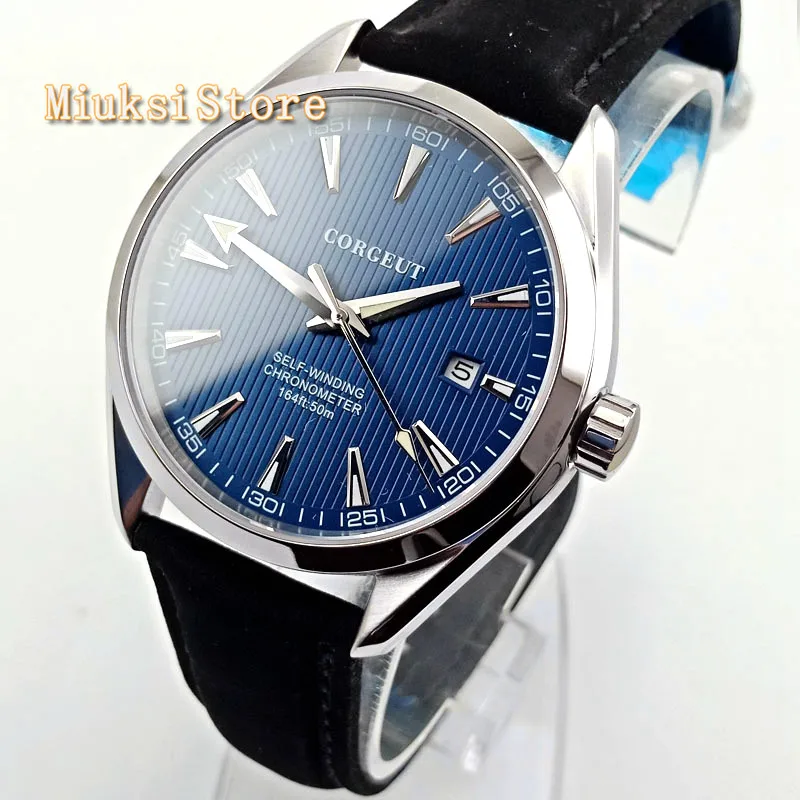 Corgeut 41 мм сапфировый Кристалл светящийся кожаный ремешок Чайка автоматическое