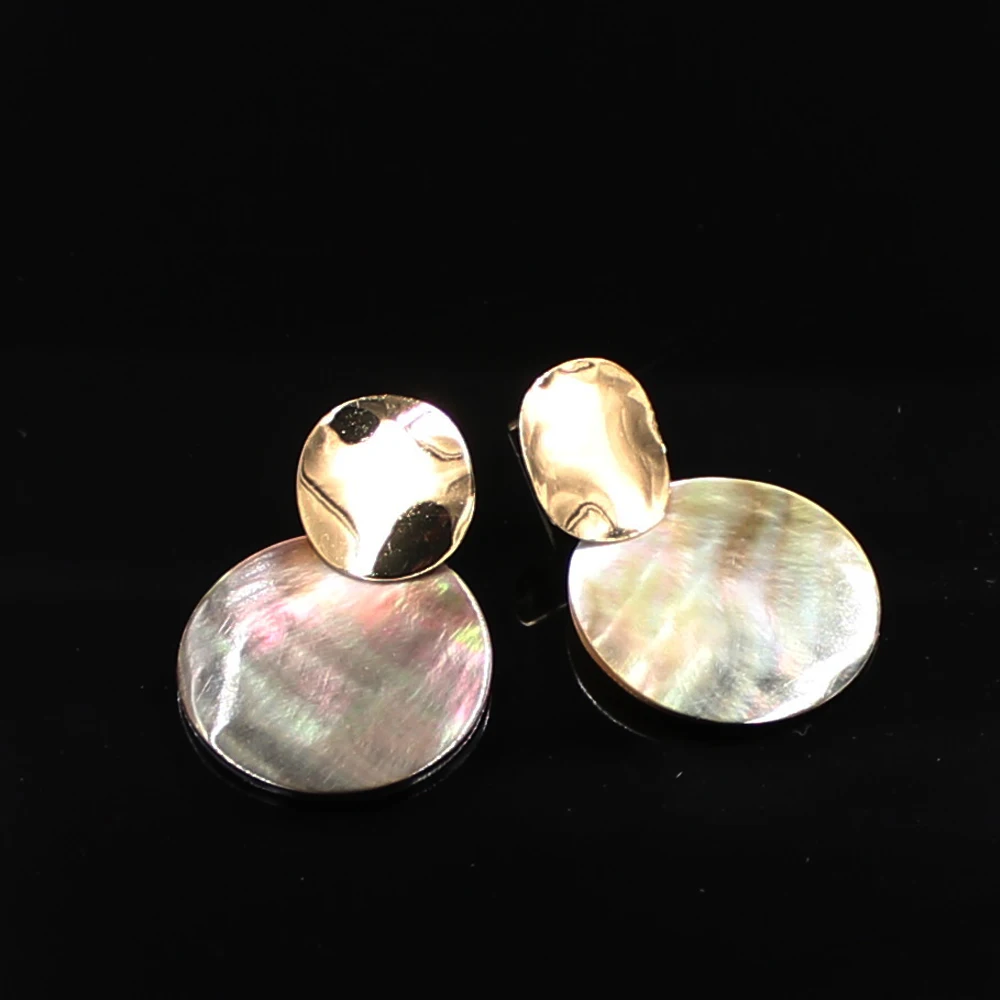 Натуральная перламутровая черная сережки в виде ракушек модные ювелирные