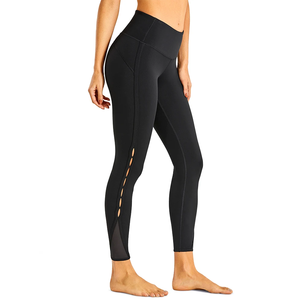 

Women's High Waisted Workout Pants 7/8 Yoga Leggings with Hole - Naked Feeling - 25 Inches