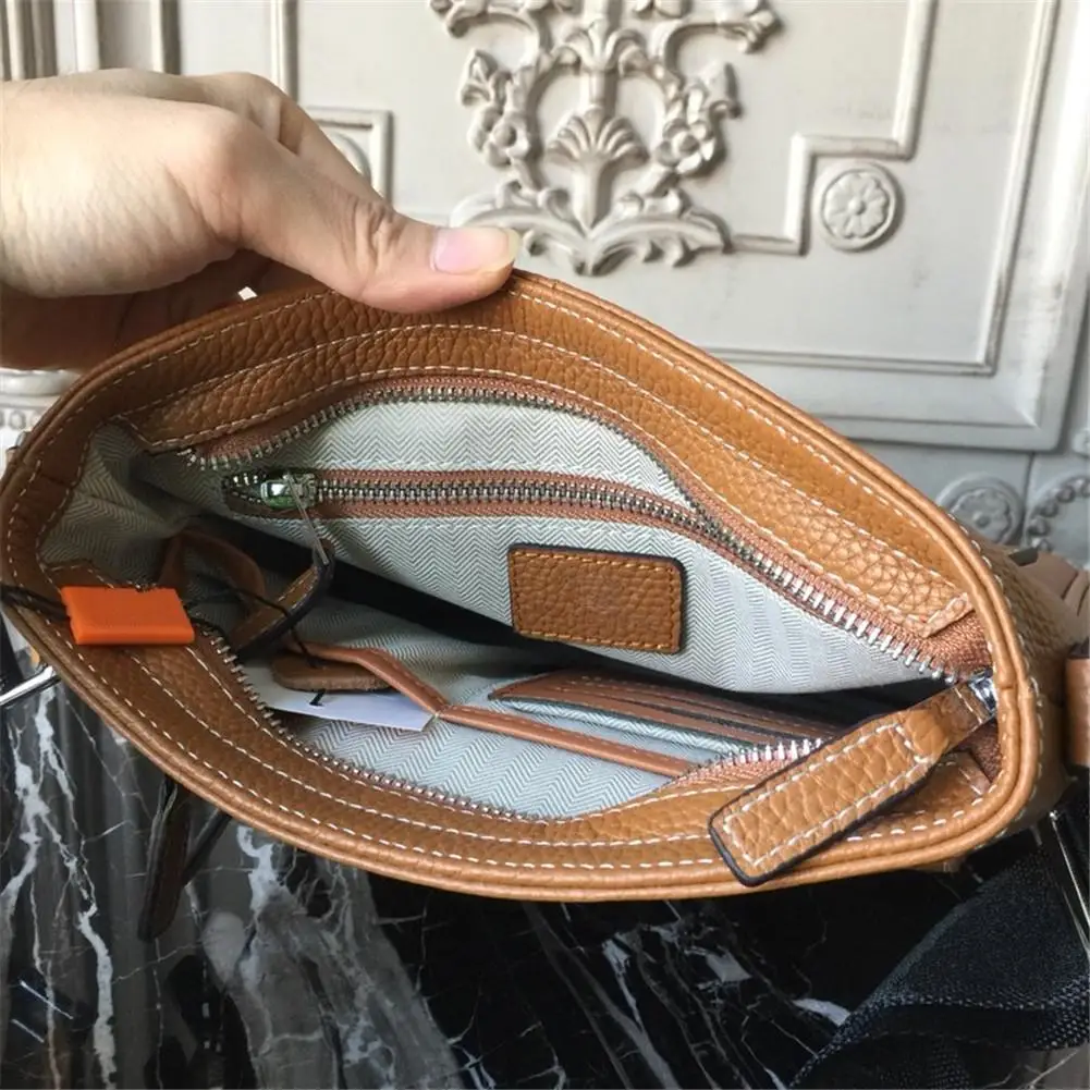 

2021 men and women brown cowhide leather messenger bag fashion casual simple shopping portable waterproof travel cross body