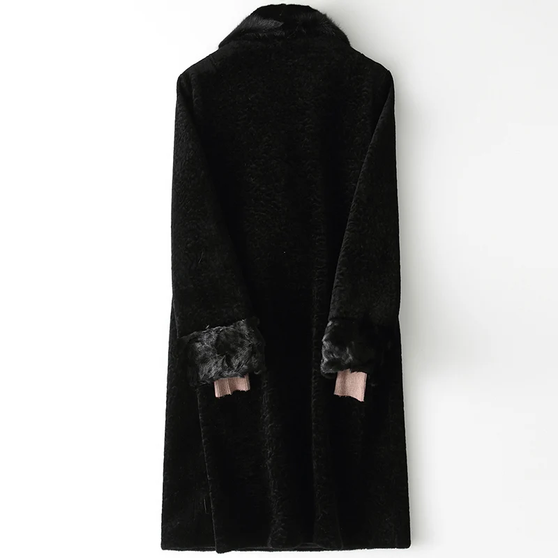 Korean Vintage Mink Fur Collar Wool Coat Female Jacket Autumn Winter Coat Women Clothes 2020 Warm Long Tops Manteau Femme ZT4210