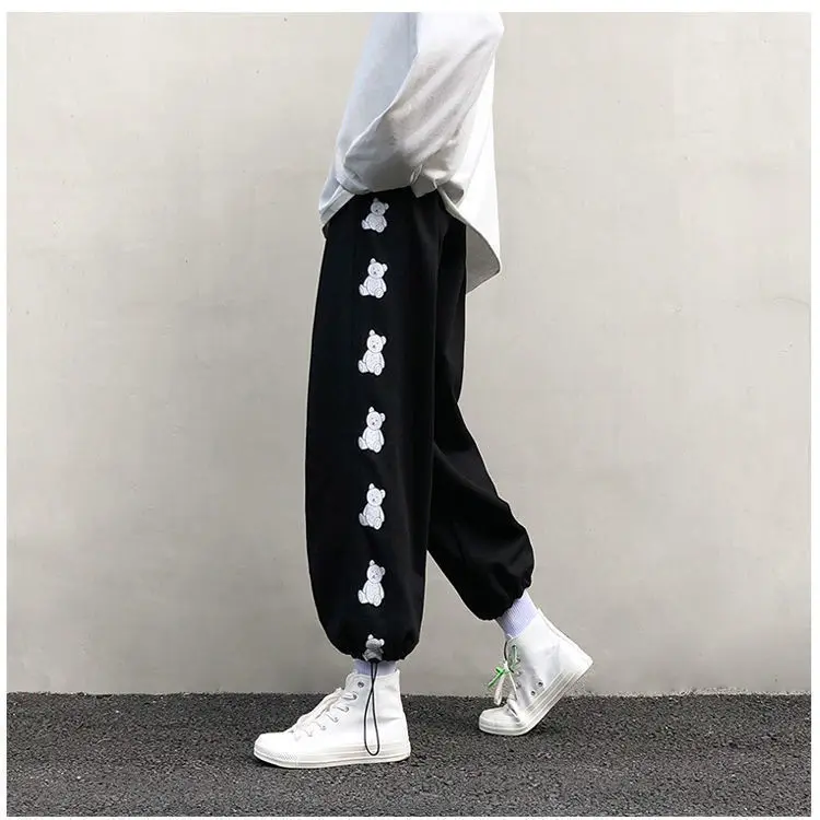 

Japanese Cute Kawaii Girl Bear Pants Sweet Girl Spring/Autumn Sports Style Gentle Sweet Fairy Harajuku Preppy Women Casual Pants