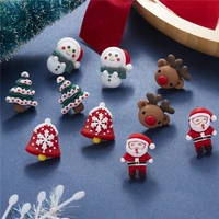 new christmas cute 3d cartoon stud earrings snowman santa elk christmas tree earring for women girls kids festival jewelry gifts