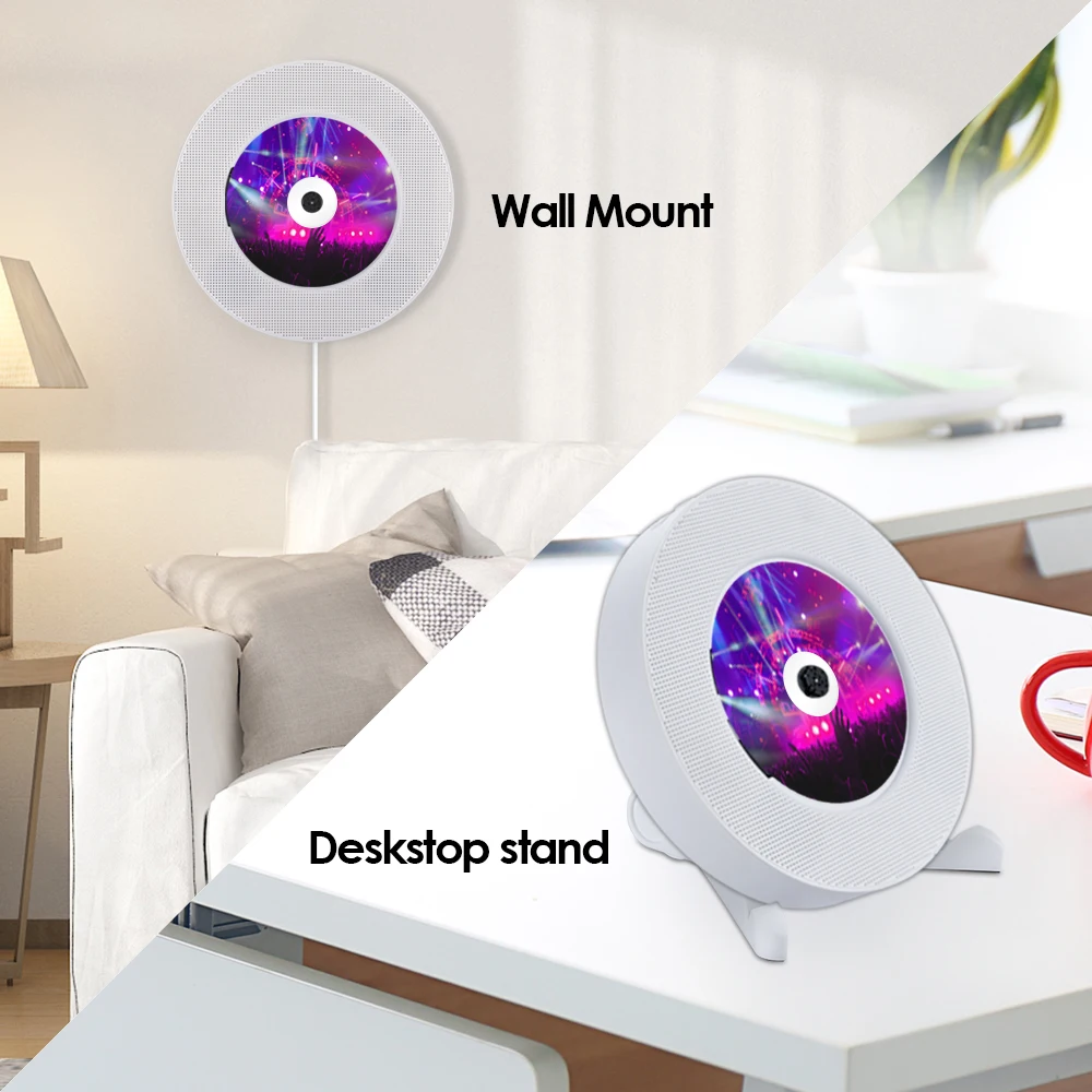 Qosea портативный настенный Bluetooth CD/DVD плеер USB светодиодный дисплей Hi Fi динамик