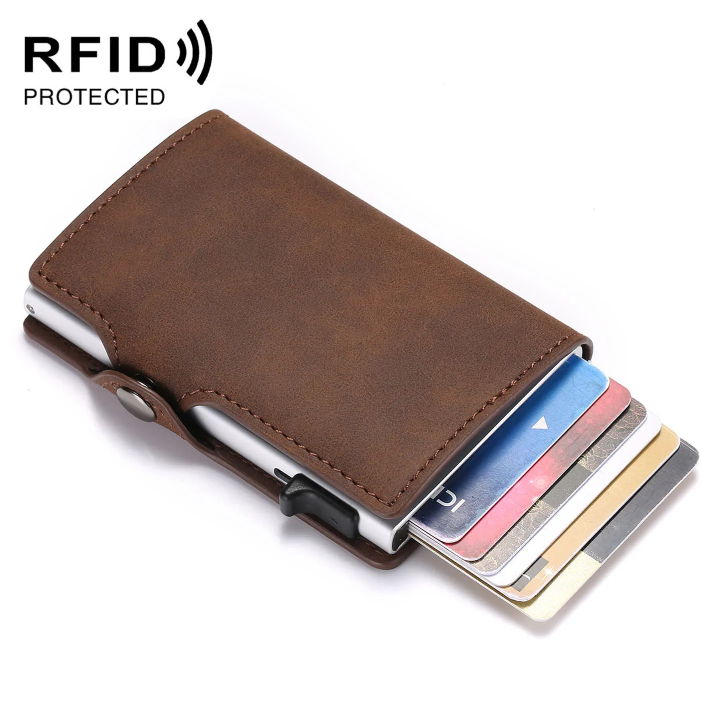 Мужской держатель для кредитных карт из натуральной коровьей кожи RFID