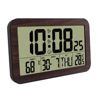 k1ka commercial digital wall clock with 8 languages optional temperature humidity meter dual alarm clock home office use