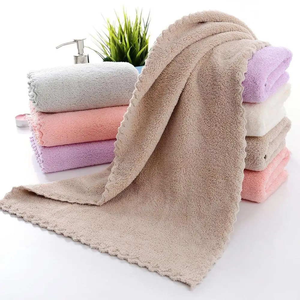 

Coral Velvet trimmed towel plain face towel soft absorbent gift couples do not lose hair does not fade