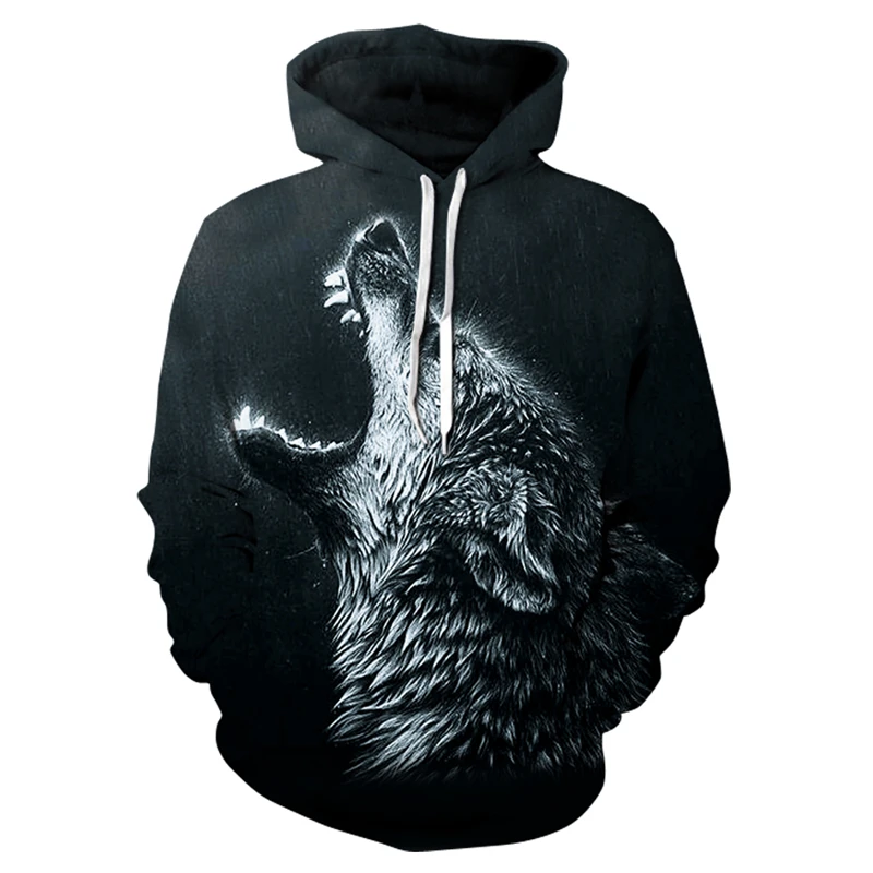 

Свитшот мужской с 3D-принтом волка, повседневный тонкий пуловер с круглым вырезом, уличная одежда