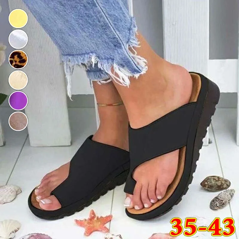 

Summer Women's Slippers Fashion Women's Set-toe Sandals and Slippers Female Beach Shoes Casual Ladies Flat Slippers Plus Size