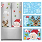 Рождественские наклейки на холодильник, наклейки на стену в виде Санта-Клауса, снежинки, стеклянные наклейки для детской комнаты, новогодние украшения на окно и Рождество