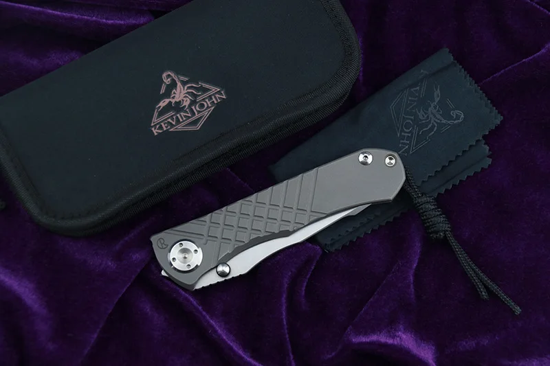 

KEVIN JOHN VENOM CR Umnumzaan folding knife m390 blade titanium handle camping hunting survival pocket Kitchen fruit knives EDC