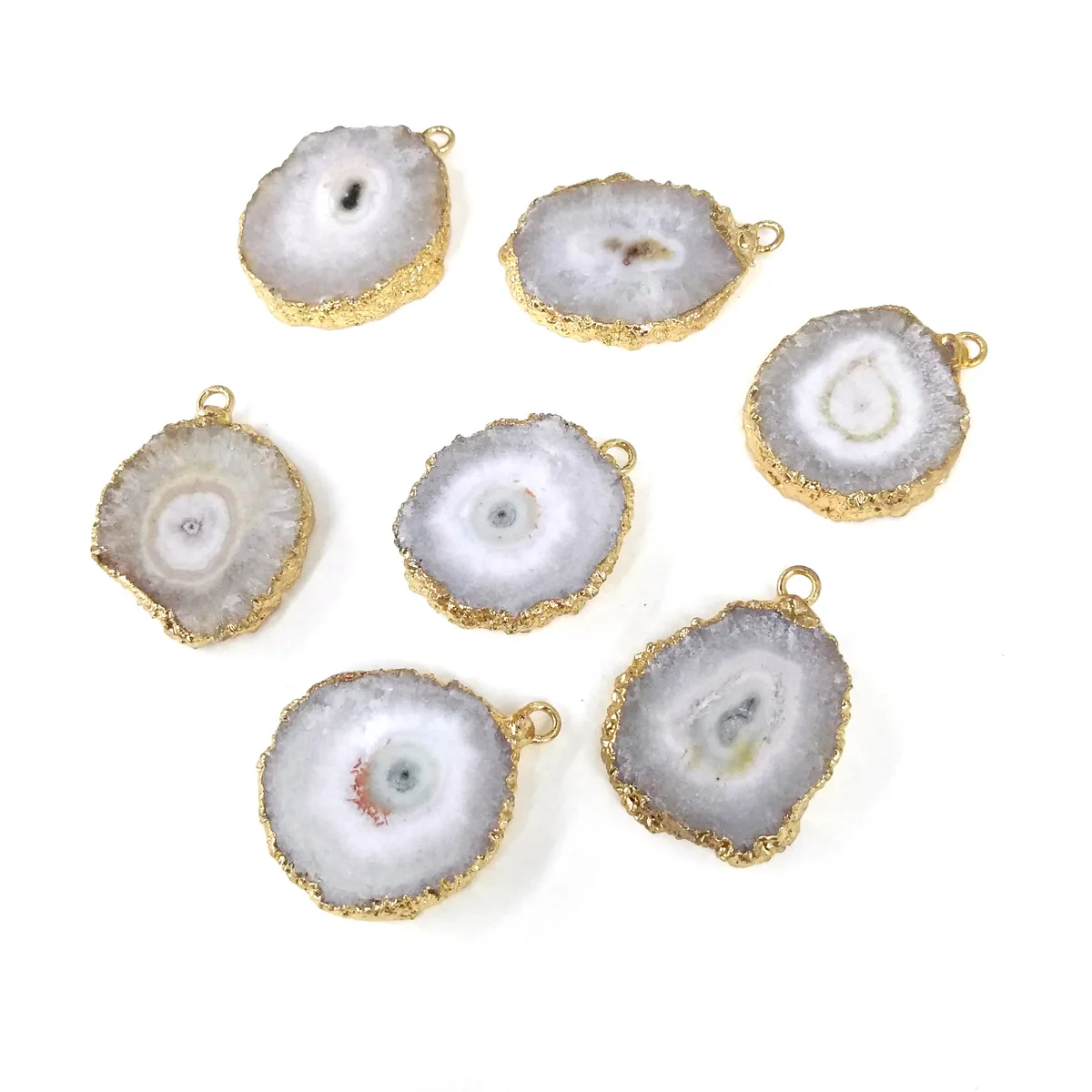 

Natural Semi-precious Stones Round Agate Boutique Pendant Making DIY Fashion Charm Necklace Jewelry Gift