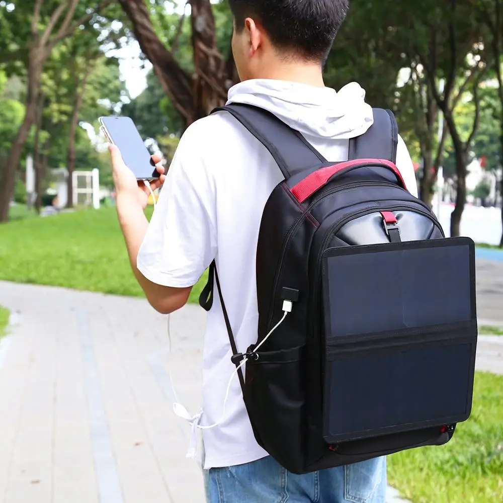 haweel14w foldable removable solar power outdoor portable dual shoulders laptop backpack usb output 5v 2 1a max free global shipping