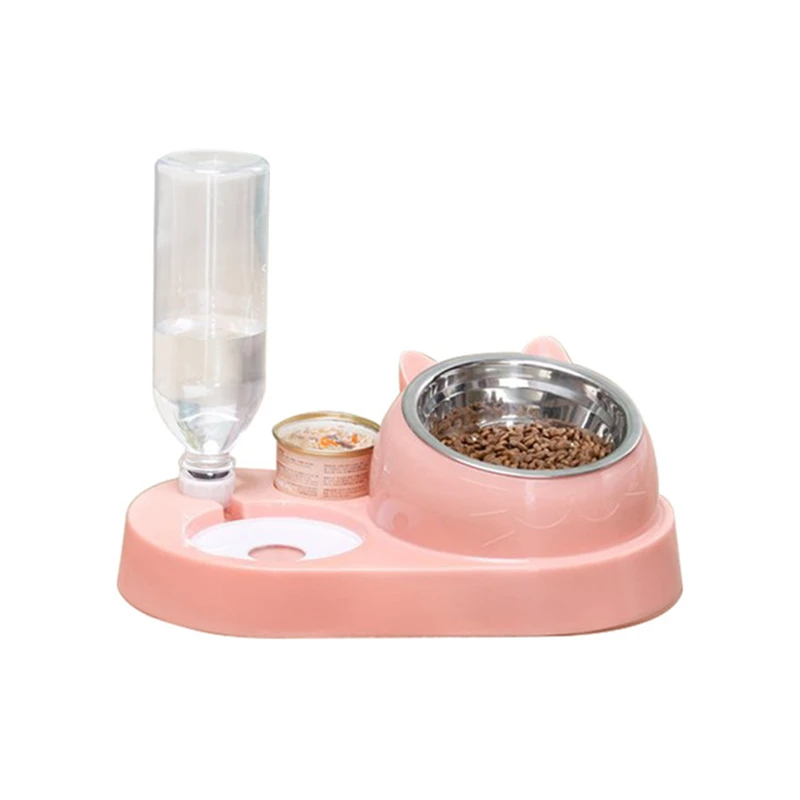 

Cat Dog Bowl Automatic Feeder Pet Food Bowl with Water Cat Drinking Fountain Stainless Steel Puppy Feeding Tool Dispenser
