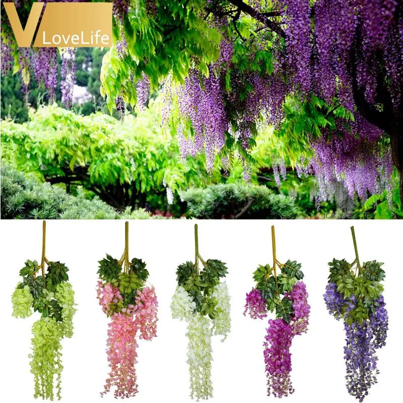 24 шт./лот 105 см искусственные садовые Висячие цветы Шелковые Искусственные для