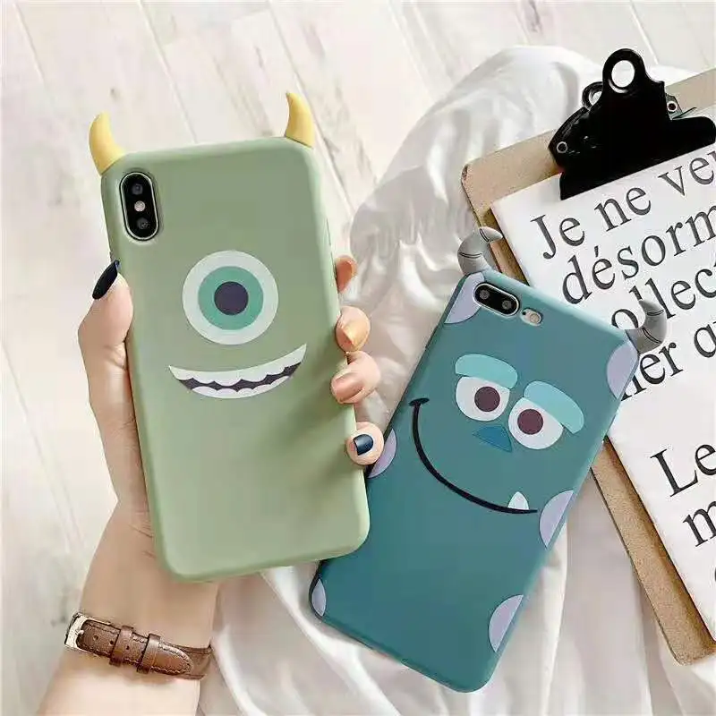 3D Cartoon One-eyed Monsters Cute ear phone case for iPhone 6 6s 7 8 plus X XS XR MAX TPU Back Cover Cool Shell Shockproof |