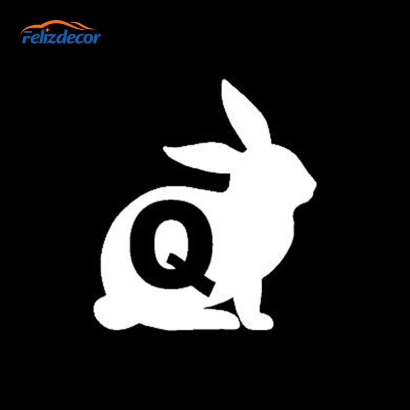 Черно-белый мультяшный милый кролик Автомобильная Наклейка виниловая для окна