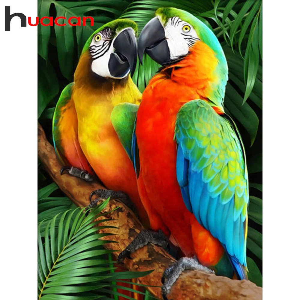 

Квадратные/круглые алмазные мозаики Huacan в виде попугая 5D бриллиантовые бусины Вышивка Рукоделие украшение для дома
