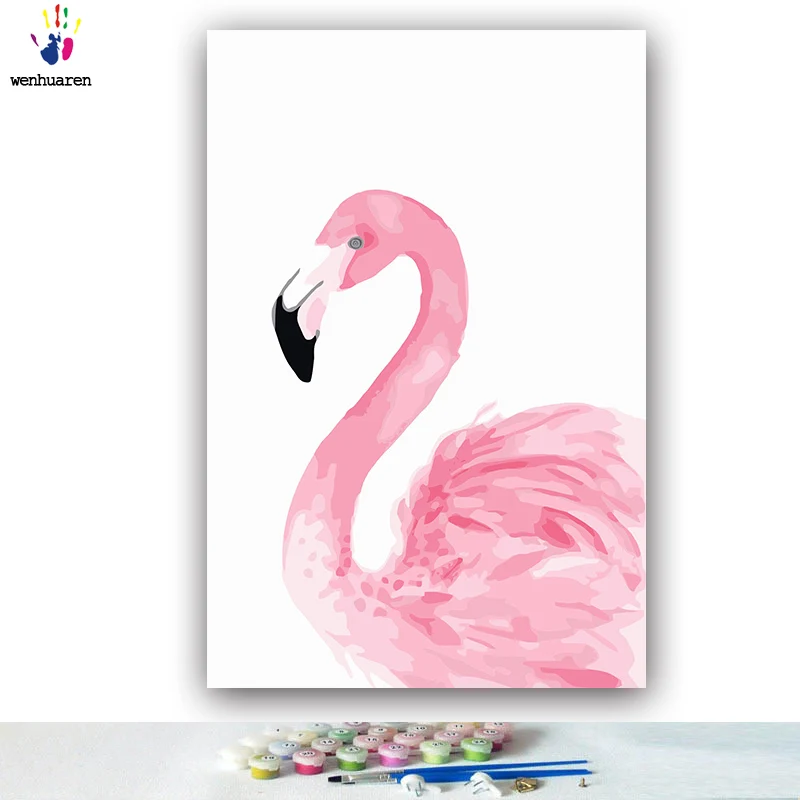DIY картинки для раскраски по номерам с цветами Фламинго картина рисования в рамке