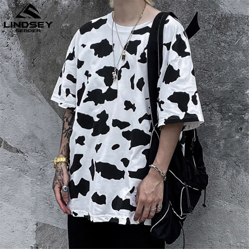 Уличная одежда с принтом молочной коровы мужские футболки летние повседневные