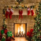 Реквизит для фотостудии Nitree Рождественский камин декоративный фон каменная стена фонарь подарок Виниловый фон ткань
