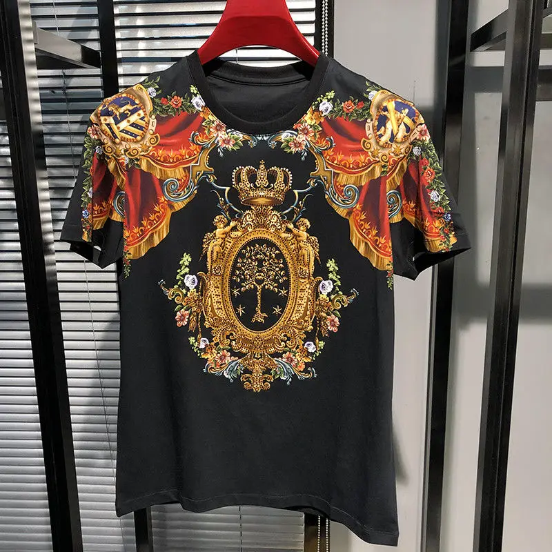 

Men's short sleeve T-shirt 2021 new handsome hot drill half sleeve jacket