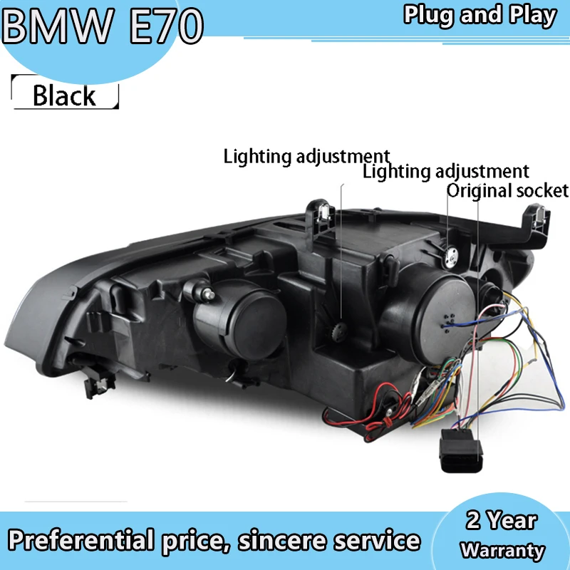 Автомобильный стайлинг для BMW X5 E70, фары LED, сборка ламп 2007-2011 год, DRL+сигнал поворота+тормоз+задний ход.