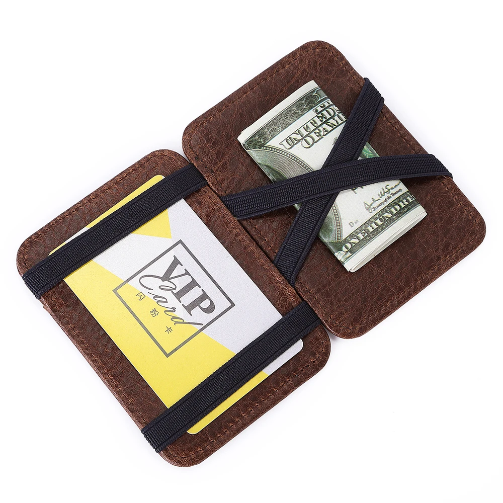 The New Brand Men's Genuine Leather Magic Wallet Money Clips Thin Clutch Bus Card Bag For Women Small Cash Holder Slim Man Purse | Багаж и