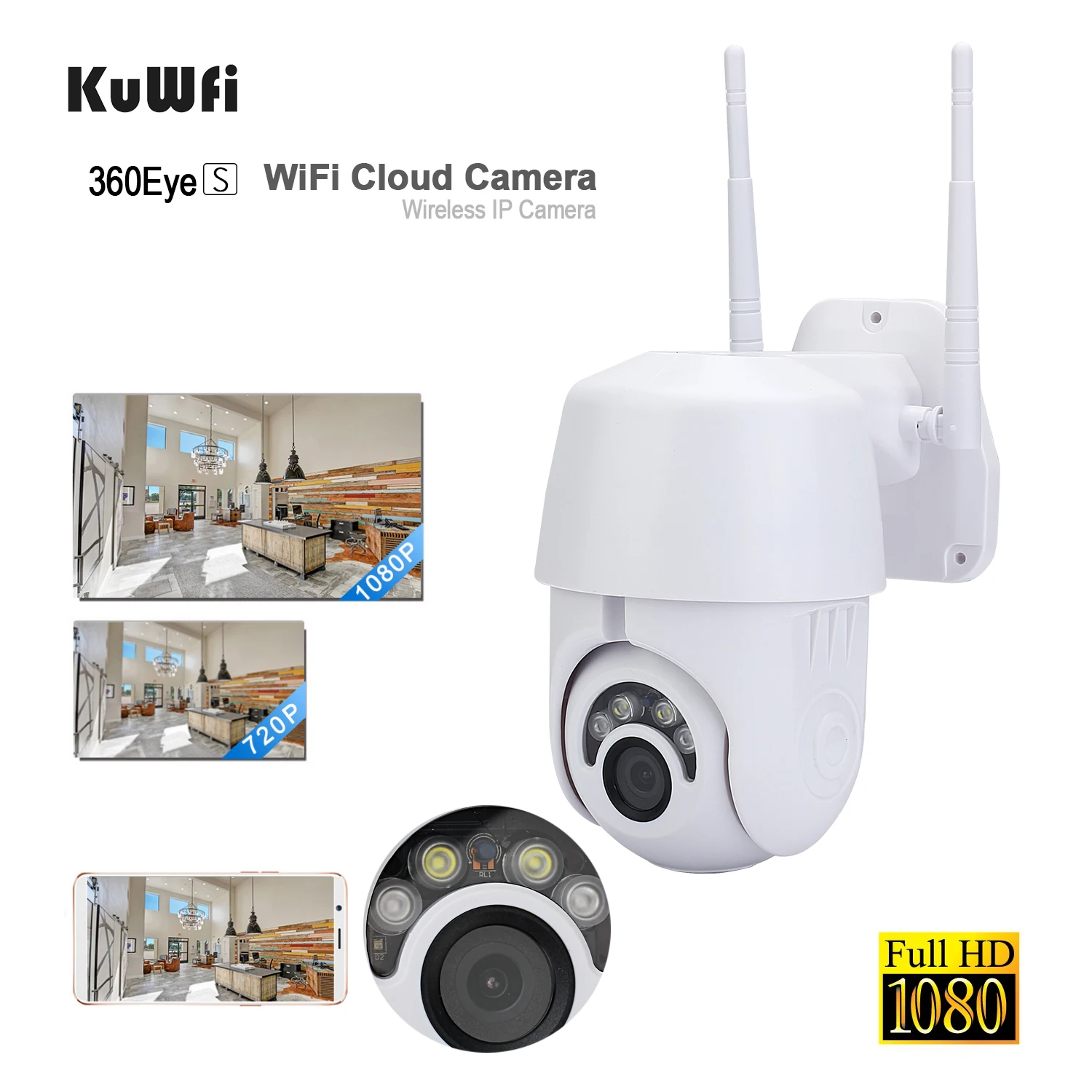 KuWFi 1080P наружная Wifi камера WiFi IP 2MP Беспроводная PTZ скоростная купольная CCTV ИК
