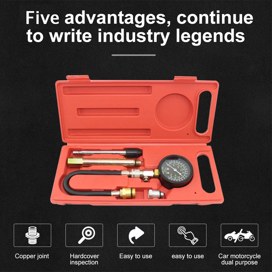 MR CARTOOL G324 0-300PSI компрессионный двигатель цилиндр тестер бензиновый Манометр тестер комплект Автомобильный диагностический инструмент