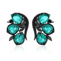 kose vintage caribbean blue crystal stud earrings for women fashion jewelry 2021 wedding party gift large big size