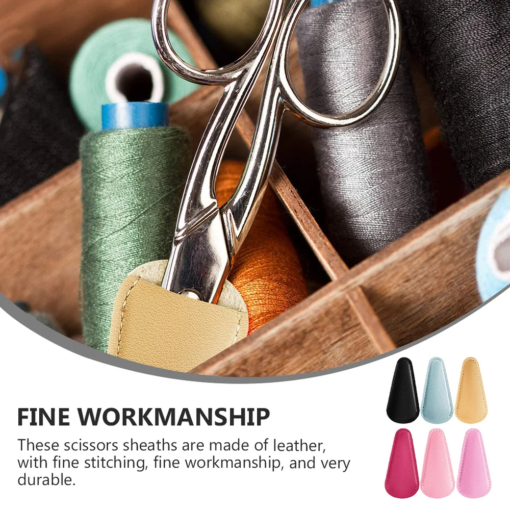 

6Pcs Super thick PU Leather Scissor Cases Practical Small Scissors Covers