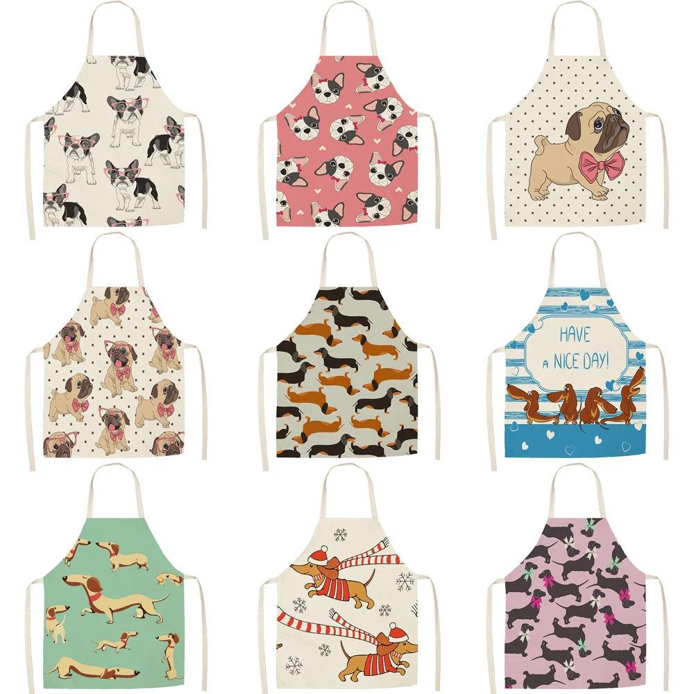 FYMX милые передник для собаки Кухня нарисованными животными головы фартуки