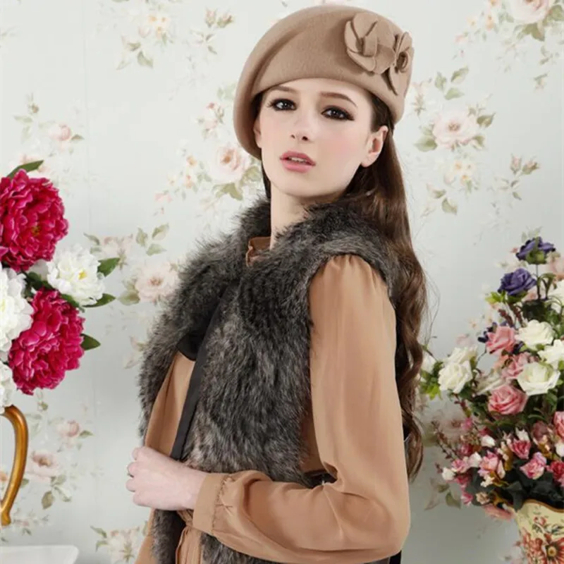 Wool Beanie Hat French Dress Beret Winter Hat Vintage Fascinator  Beret Hats for Women Artist hat Fashion Ladies Winter