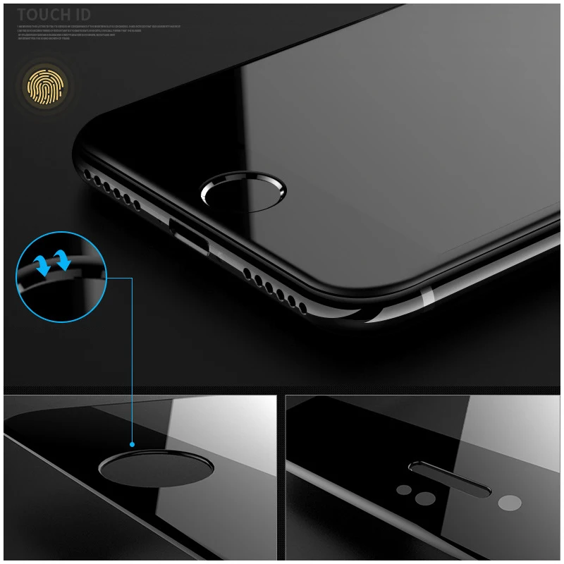 4D закаленное стекло с резьбой Защитная пленка для iPhone 7 8 Plus 3D 9H углеродное волокно