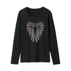 Весенне-осенняя новая модная футболка с длинными рукавами и бриллиантами для творчества, женские свободные повседневные топы с круглым вырезом и горячим сверлением