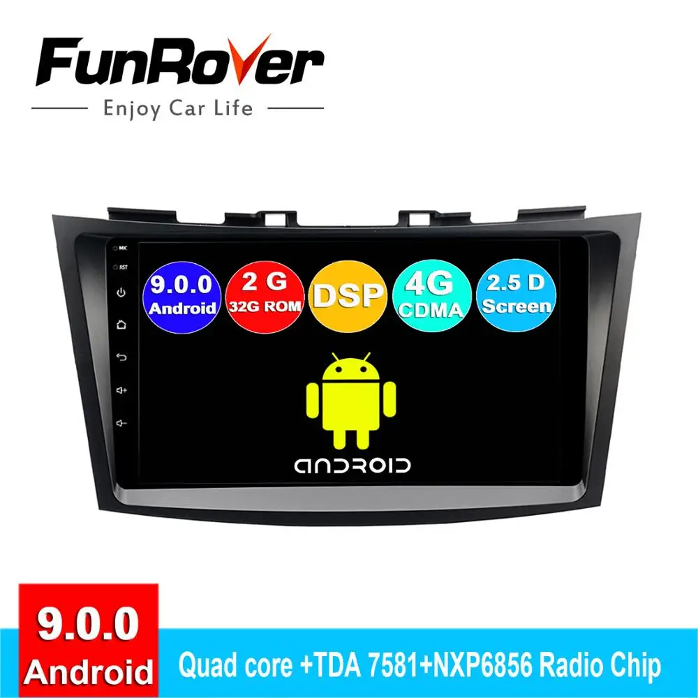 FUNROVER 2.5D + IPS Android 9 0 Автомобильный dvd плеер для Suzuki Swift 2011 2015 Радио стерео