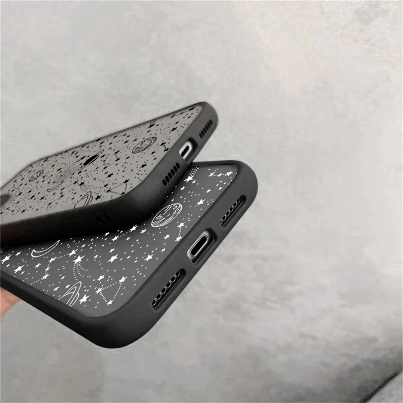 Fashion Planet Stars Phone Case For iPhone 12 Mini 11Pro Max Transparent Camera Protection X XR XS SE2020 7 8 Plus Hard PC Cover
