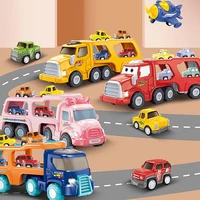carrier truck set carrier truck transport car play vehicles toys with mini cartoon taxiairplane 5 in 1 friction power set real