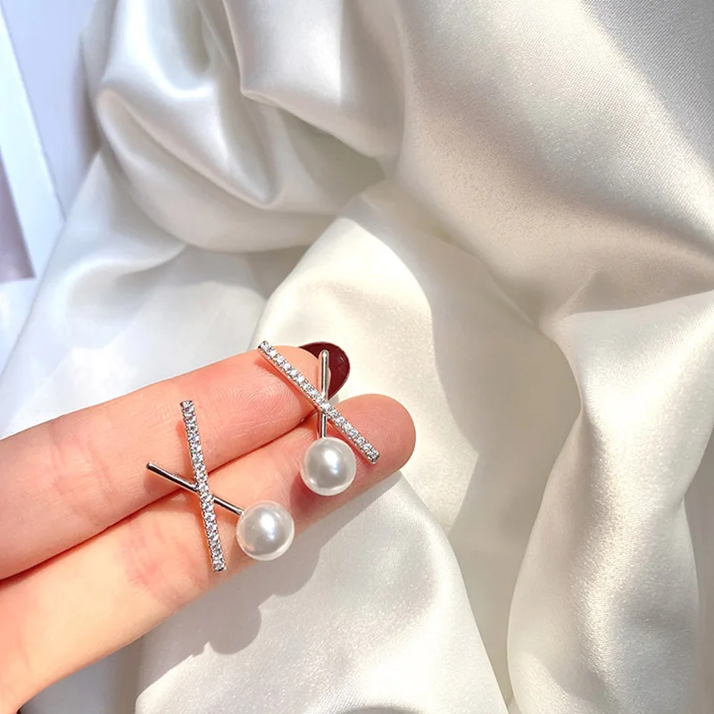 Punk 2019 Fashion New Earrings Temperament Cross Geometry Pearl Simple Elegant Crystal Women's Wholesale | Украшения и