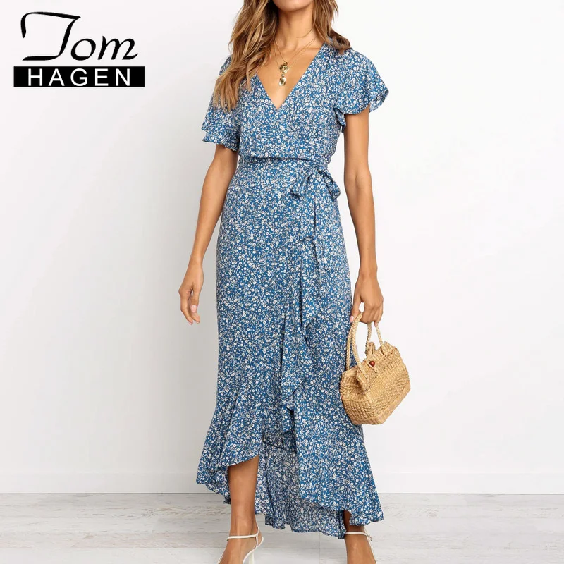 Платье с цветочным принтом том Хаген длинные платья короткими рукавами летнее