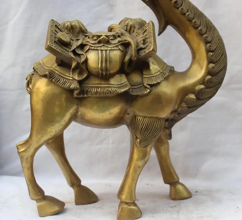 Details about 12&quot China Chinese Folk Fengshui Brass Auspicious Camel Llama Move Baggage Statue | Statues &amp Sculptures